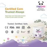 Nappee Imported Premium Medium (M) Baby Diapers – Tape & Velcro – Pack of 52