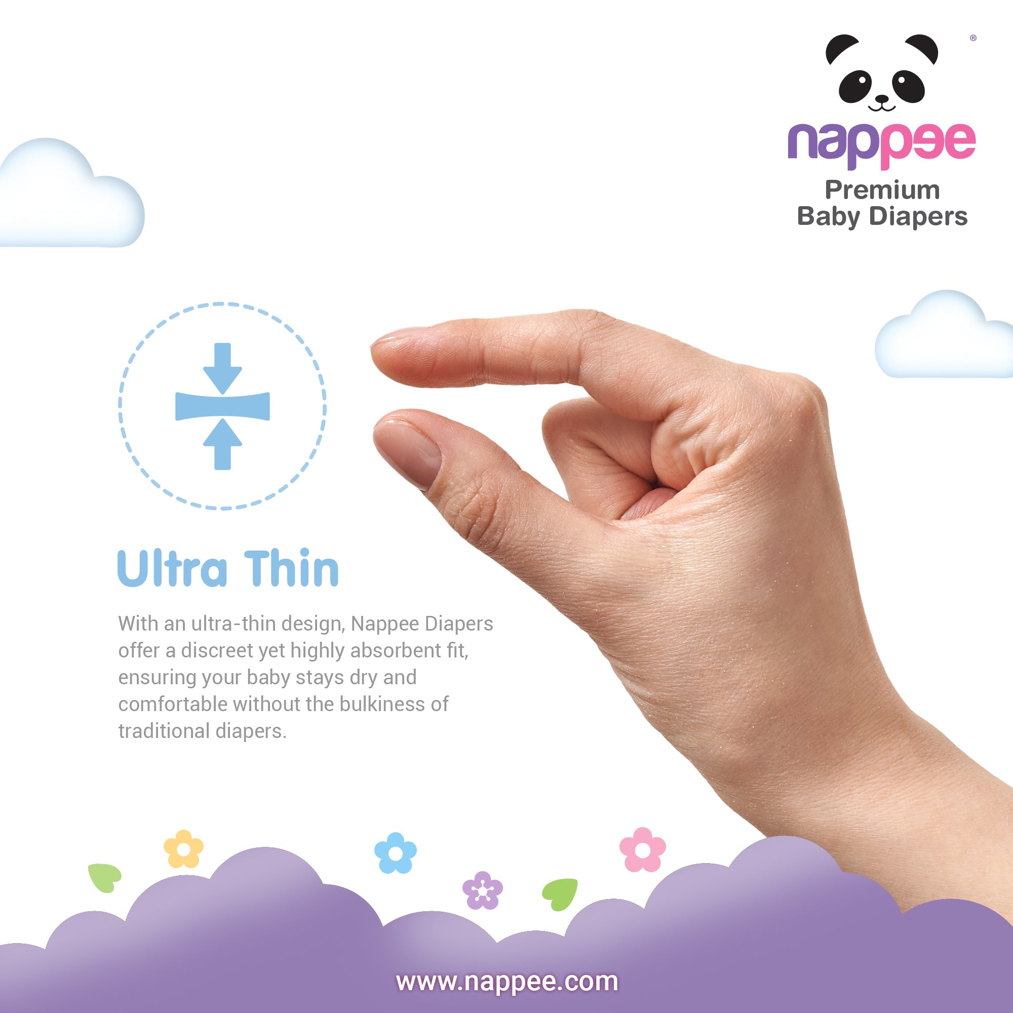 Ultra-thin design of Nappee Premium Baby Diapers